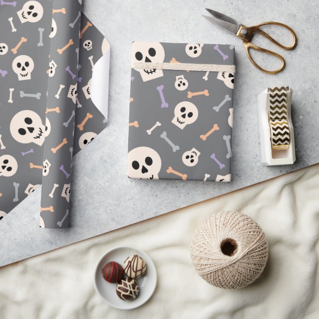Regalo Calaveras de Halloween y papel de envolvimiento si (Artesanía)