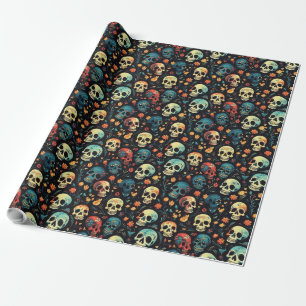 Regalo Calaveras en papel envuelto de Halloween en flor