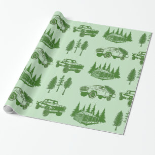 Regalo Camión, árbol y cabaña de papel de envolvimiento n