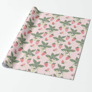 Regalo Campos de fresa papel de envoltura rosa y verde