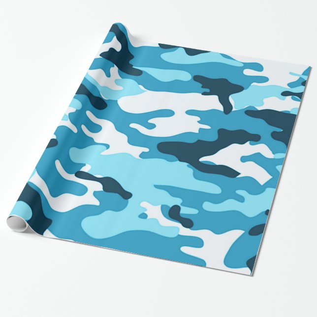 Regalo Camuflaje azul| Papel de envolver (Desenrollado)