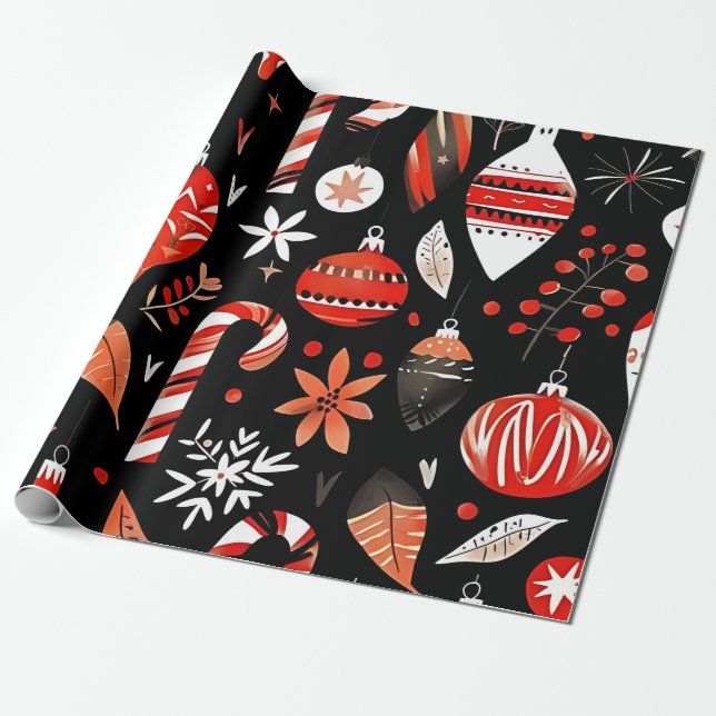 Regalo Candy Cane y papel de ajuste de ornamentos (Desenrollado)