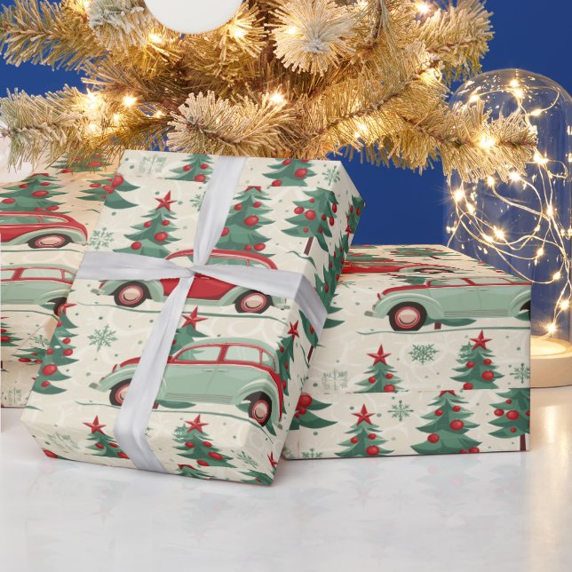 Regalo Carros festivos con papel de envoltura alegre (Vacaciones)