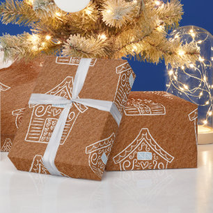Regalo Casa de Jengibre de Papel Kraft Marrón Navidad