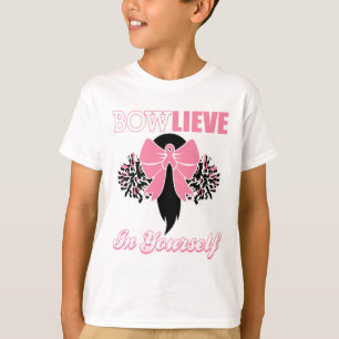 Regalo "Cheer" de la camiseta "Pink Bow" de cáncer