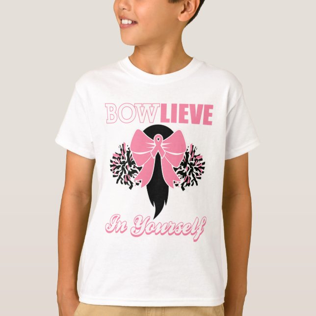 Regalo "Cheer" de la camiseta "Pink Bow" de cáncer (Anverso)