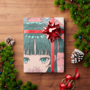 Regalo Chica Anime Adorable Abraza Gato Negro Papel de Re