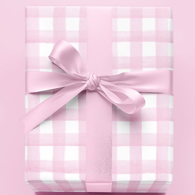 Regalo Chica de papel de ajuste de Baby Shower Pink Gingh (Subido por el creador)