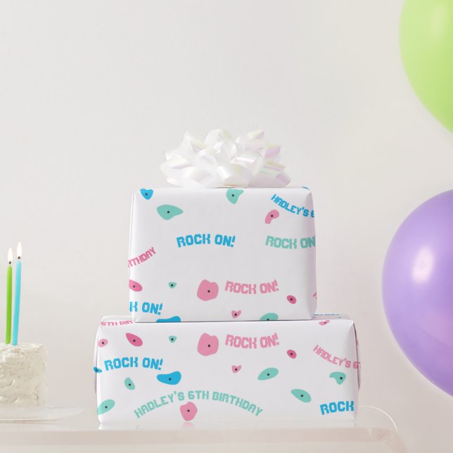 Regalo Chicas rockean sobre papel envuelto en pared de es (Regalos de fiesta)