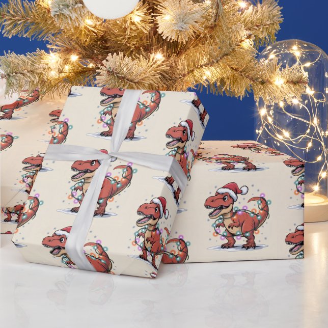 Regalo Chico gracioso de T-Rex enciende papel de envolvim (Vacaciones)