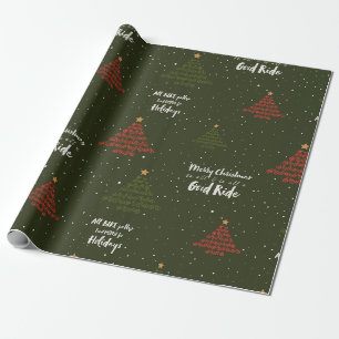 Regalo Ciclismo de árbol de Navidad. Bicicleta. Papel de
