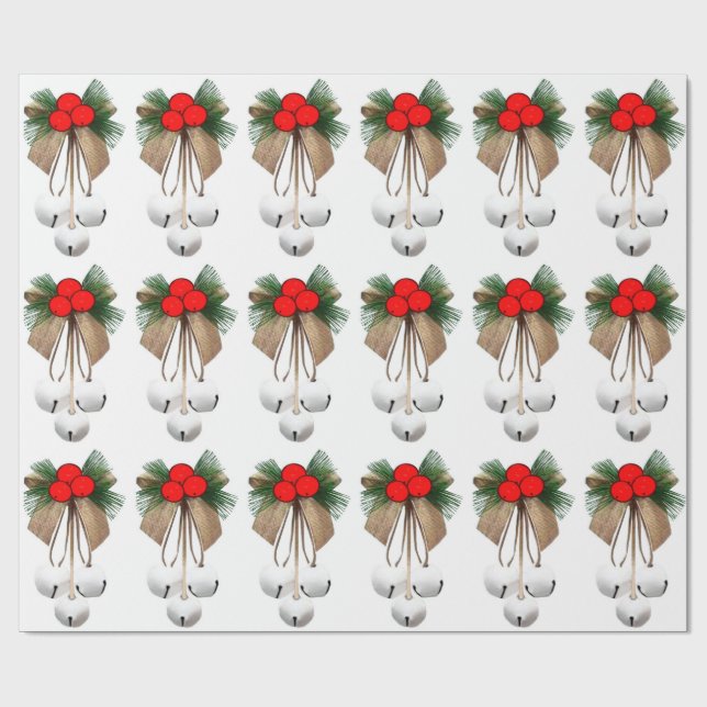 Regalo Cinturones Blancos Y Papel De Envoltura Holly (Superficie plana)