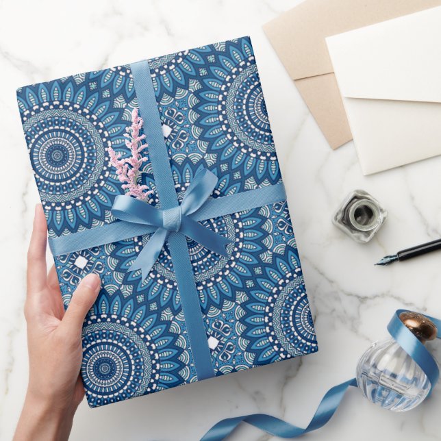 Regalo Círculo azul Mandala Hojas de papel de ajuste (Regalar)