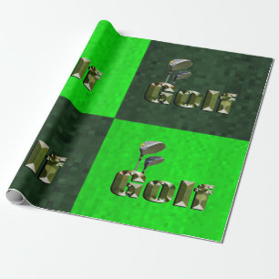 Regalo Clubes de golf de mosaico verde, papel de envolvim