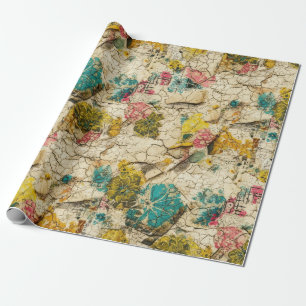 Regalo Collage floral vintage con textura de papel enveje