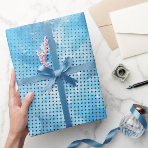 Regalo Color de agua azul con papel de ajuste de patrón d
