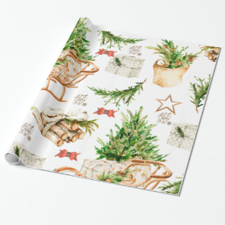 Regalo Color de agua vintage Papel de envolver árbol de N