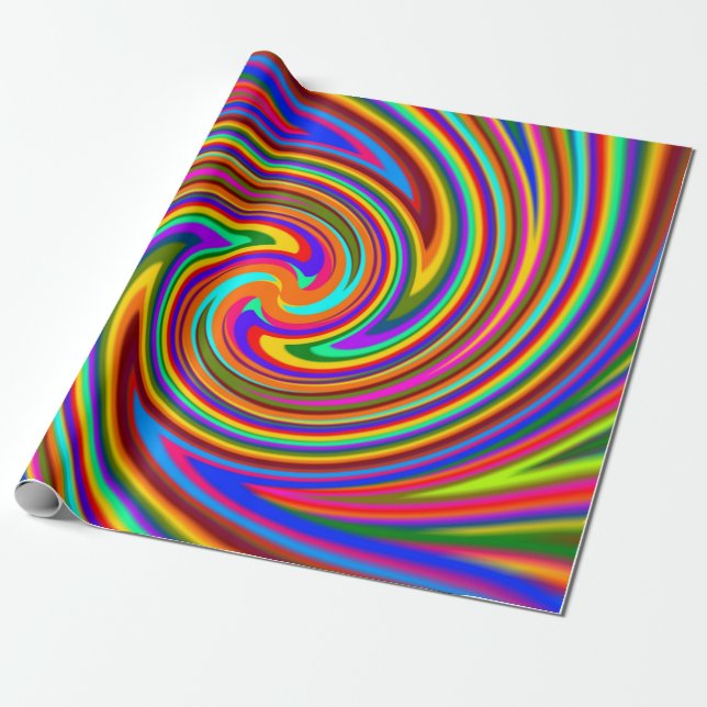 Regalo Color Rays Rainbow Swirl Papel de ajuste (Desenrollado)