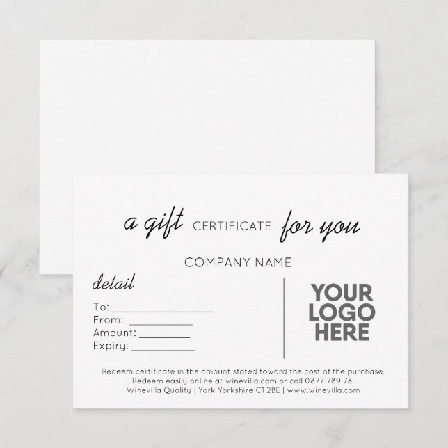 Regalo comercial moderno y sencillo de escritura a (Anverso / Reverso)