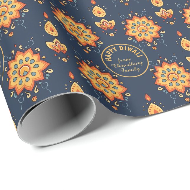 Regalo Con texto, papel de ajuste de Diwali - Mandala flo (Esquina del rollo)