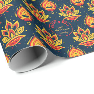 Regalo Con texto, papel de ajuste Diwali - Diyas brillant