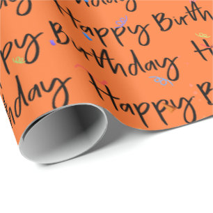 Regalo Confetti de cumpleaños feliz sobre papel de envolv