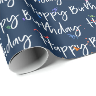 Regalo Confetti de cumpleaños feliz sobre papel de envolv