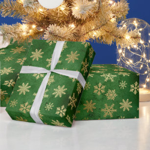 Regalo Copos de invierno de papel de aluminio verde y dor