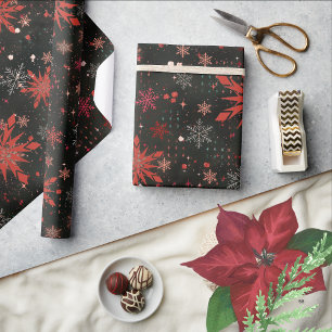 Regalo Copos de nieve blancos rojos Papel de envolvimient