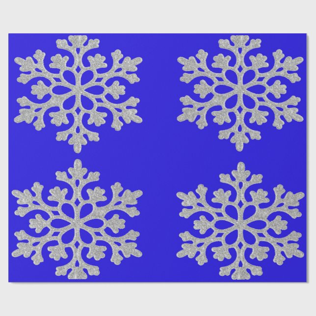 Regalo Copos de nieve con papel de envolver azul (Superficie plana)