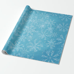 Regalo Copos de nieve con papel de envolver cielo azul