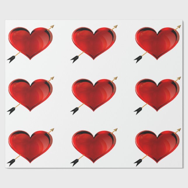 Regalo Corazón con papel enrollador de flecha (Superficie plana)