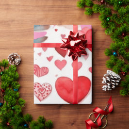 Regalo Corazón rojo el día de San Valentín Papel envuelto