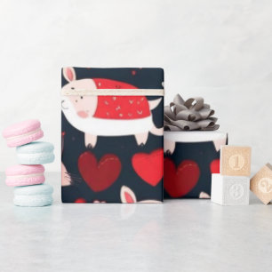 Regalo Corazón rojo el día de San Valentín Papel envuelto