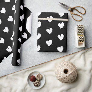 Regalo Corazones Cálidos - Blanco y Negro - Papel de Rega
