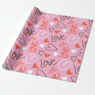 Regalo Corazones de amor grises envolviendo papel