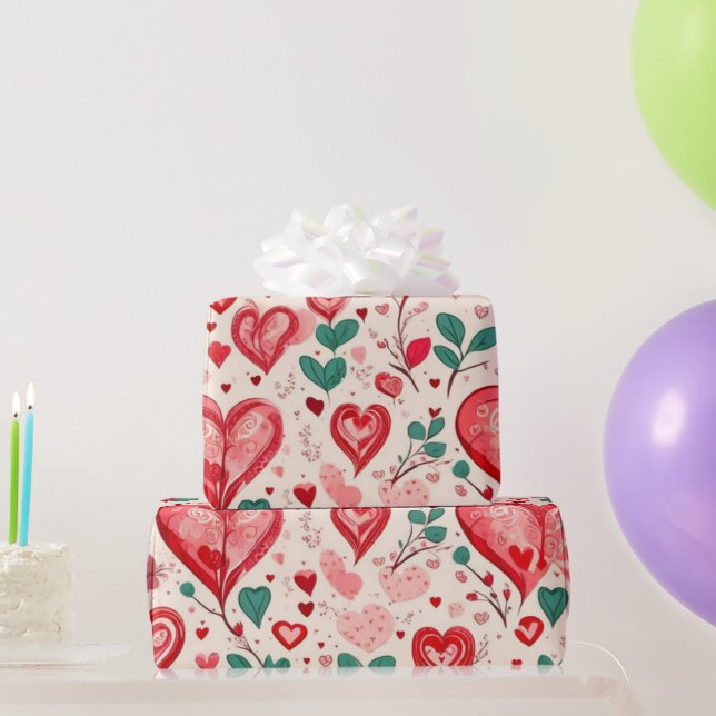 Regalo Corazones el día de San Valentín Envolver papel (Regalos de fiesta)
