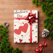 corazones en papel de envoltura de arte rojo y bla