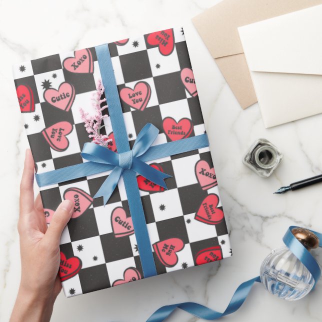 Regalo Corazones retro papel de envolvimiento de San Vale (Regalar)