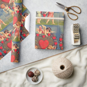Regalo Corazones vintage del día de San Valentín y papel 