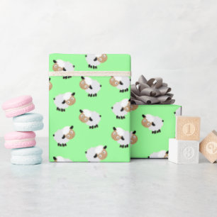 Regalo Cordero pequeño y papel de envolver de menta