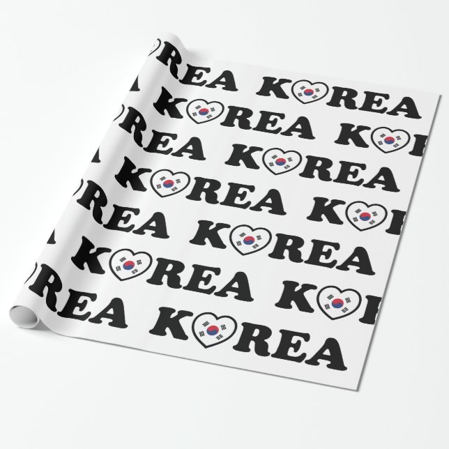 Regalo Corea: Papel de envolver la bandera del corazón (Desenrollado)