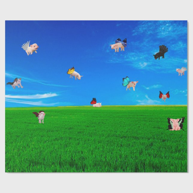 Regalo Cuando los cerdos vuelan sobre papel de ajuste (Superficie plana)