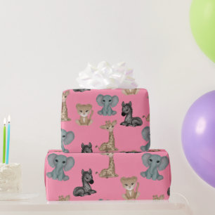Regalo Cucharas sobre papel de envolvimiento rosa Flaming
