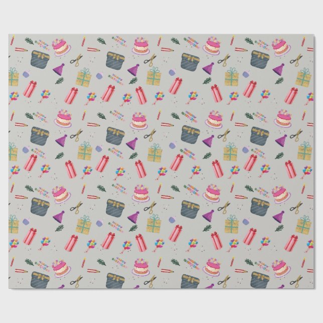 Regalo Cumpleaños Envoltura pastel de papel velas dulces  (Superficie plana)