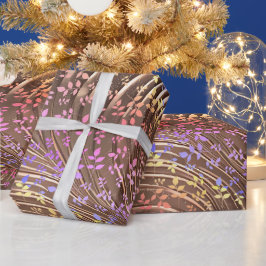 Regalo Curvas doradas Neon Florals Papel de envolvimiento