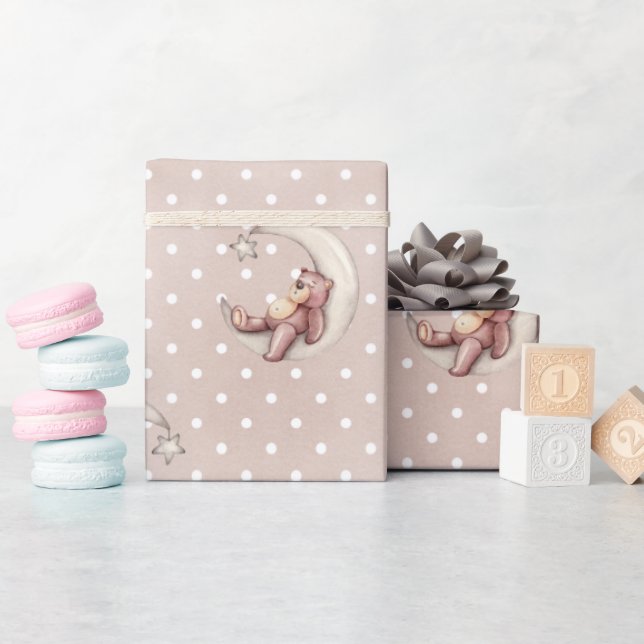 Regalo Cuta acuarela Papel de envolver oso bebé (Baby Shower)