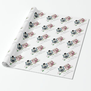 Regalo Cute Boda Owls felicitaciones Papel de ajuste