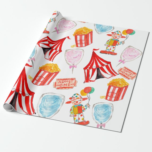 Regalo Cute Circus Carnival Kids Fiesta Papel de ajuste (Desenrollado)