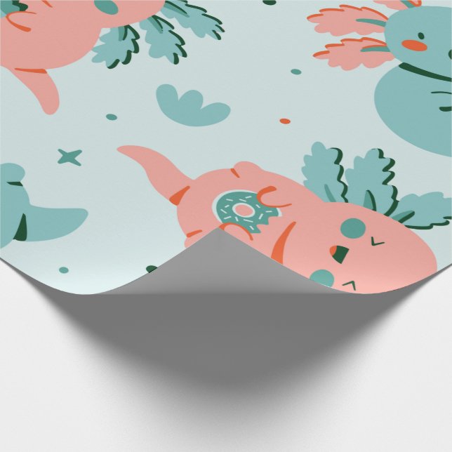 Regalo Cute Kawaii Axolotl Papel de ajuste (Esquina)